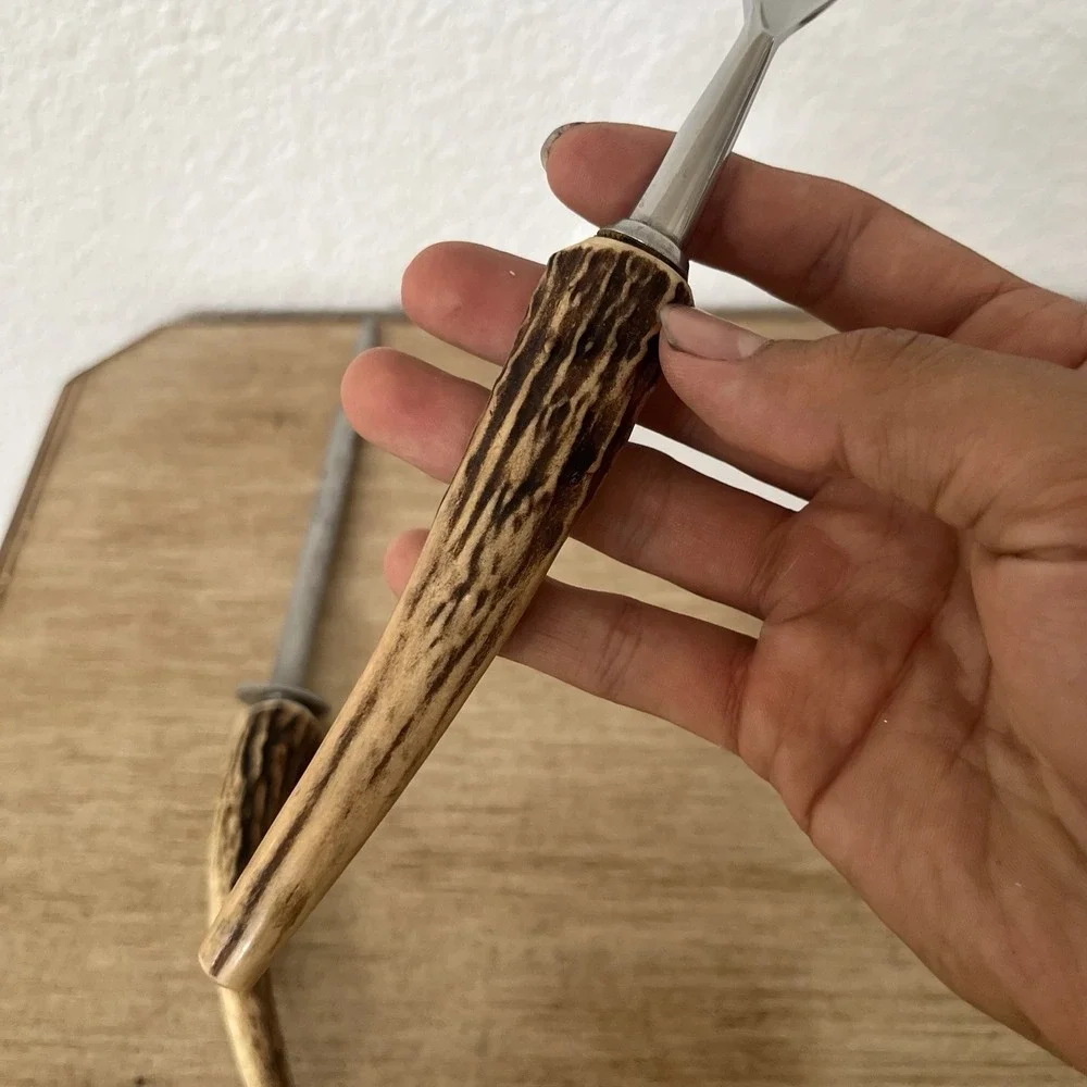 Vintage Anton Wingen Jr Stag Carving Set Knife Fork Steel Solingen Read!